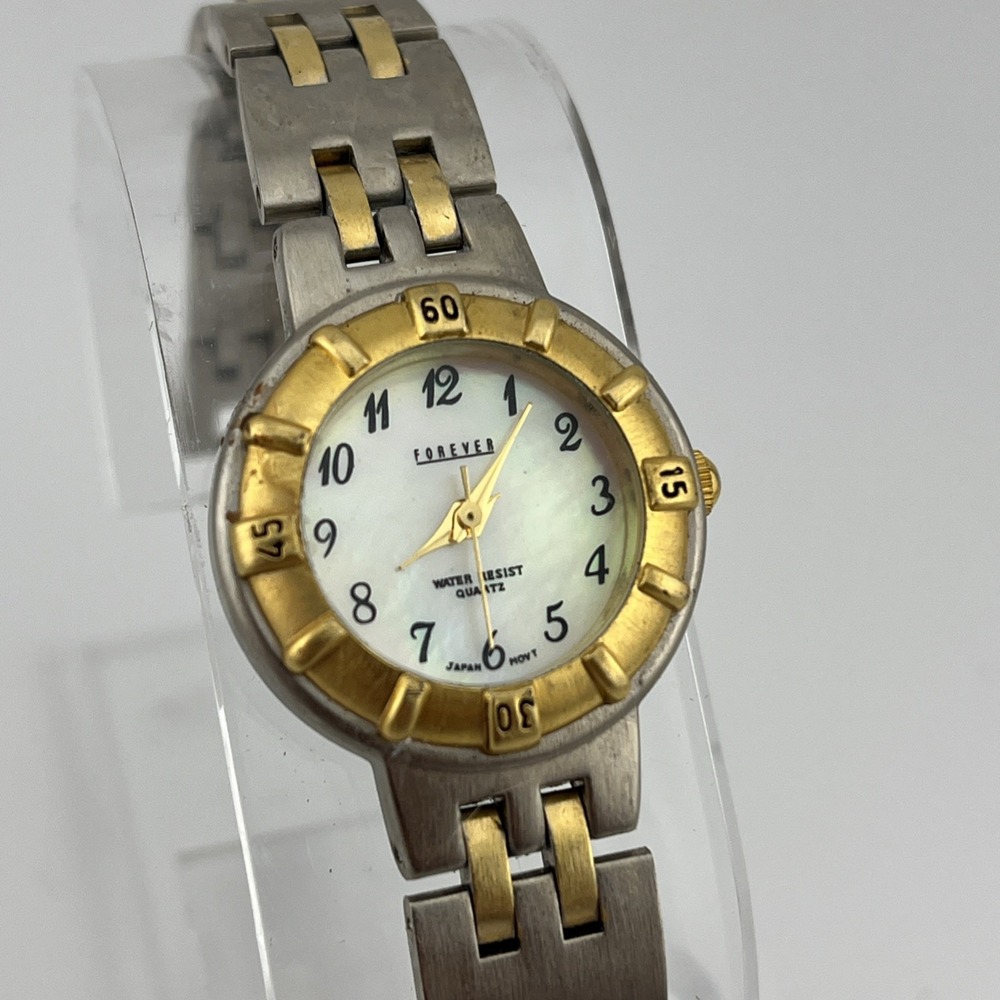 Vintage Forever Watch‎ Women 25mm Case MOP Dial 6.75" Band- New Battery